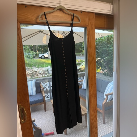 PINK LILY, MIDI Dress, Button Detail Ribbed, Black - Picture 6 of 6